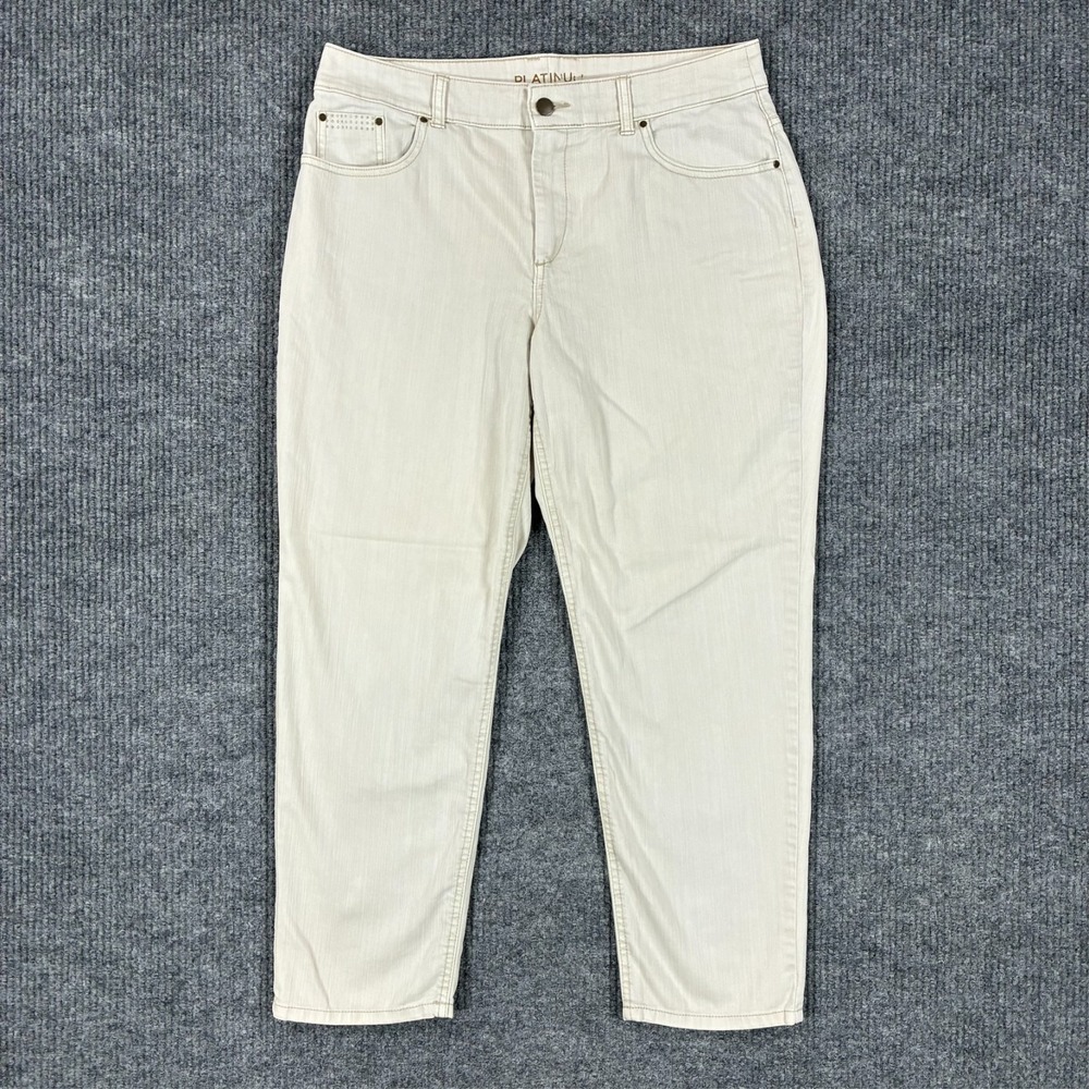 Chico's Platinum Womens Pants Size 1.5 Skimmer Cream Casual Stretch High Rise